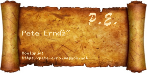 Pete Ernő névjegykártya